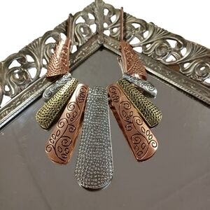 Fashion Necklace Jewelry Tri Colored Metallic Silver Gold Copper Accessory